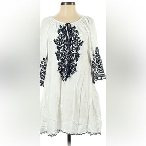 Chic Connection Plus Size White Embroidery Boho Dress